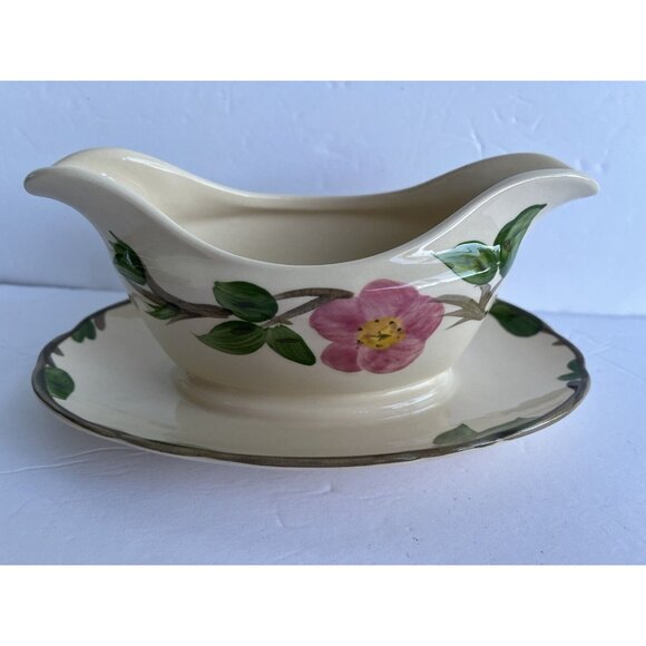 Franciscan Desert Rose Gravy Boat Made in England w/ Attached Drip/Underplate - Picture 8 of 13